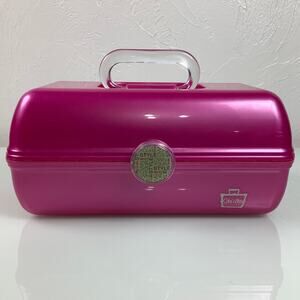 Vintage 1990’s Caboodle Barbie Pink 2 Tier Make up case with mirror EUC